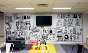 Black and White Mural for Living Room