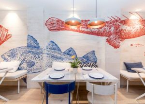 Colourful Fishes Mural for Seafood Restaurant Decoration
