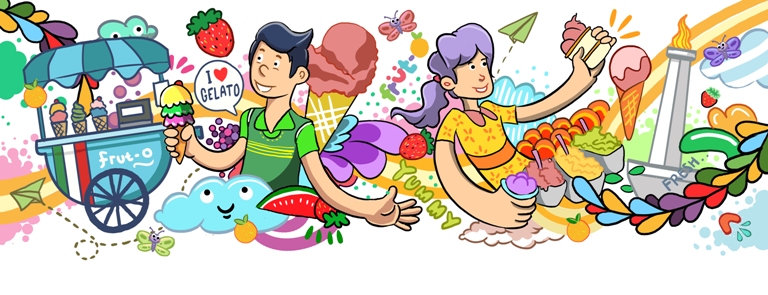 cafe illustration for gelato ice cream cafe illustration