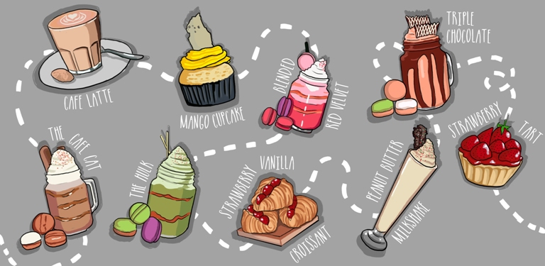 cafe illustration for pakuwon menus cafe illustration