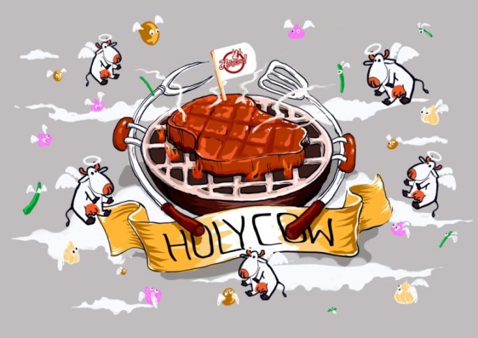 restaurant illustration for holycow restaurant illustration