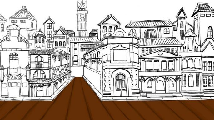 black and white mural for Cida's house black and white mural illustration