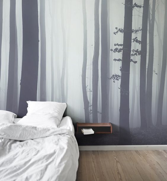trees shadow in the forest forest mural