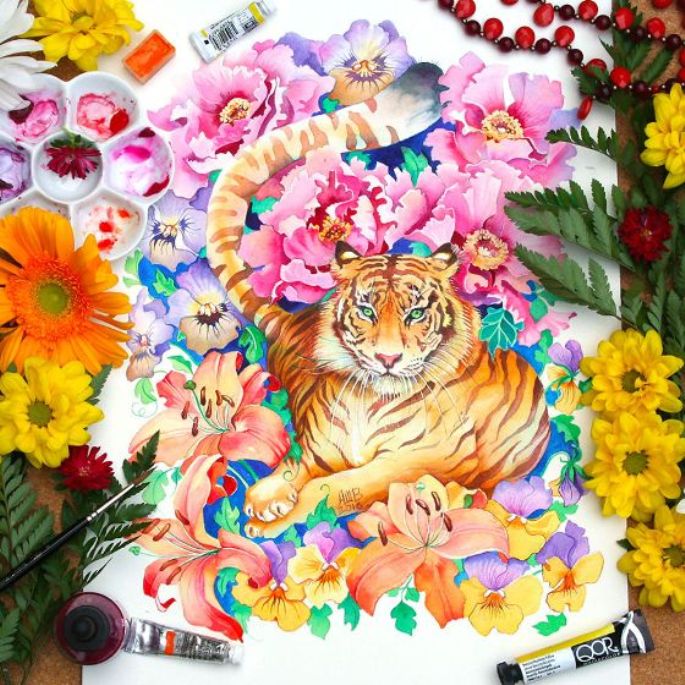 lukisan hewan harimau lukisan hewan harimau